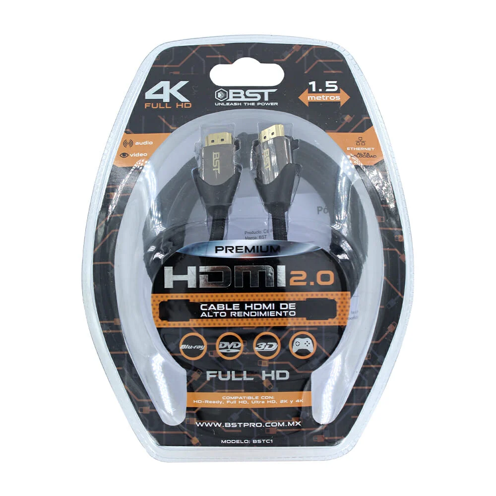 Cable hdmi 2.0 bst premiun de 1.5 metros...