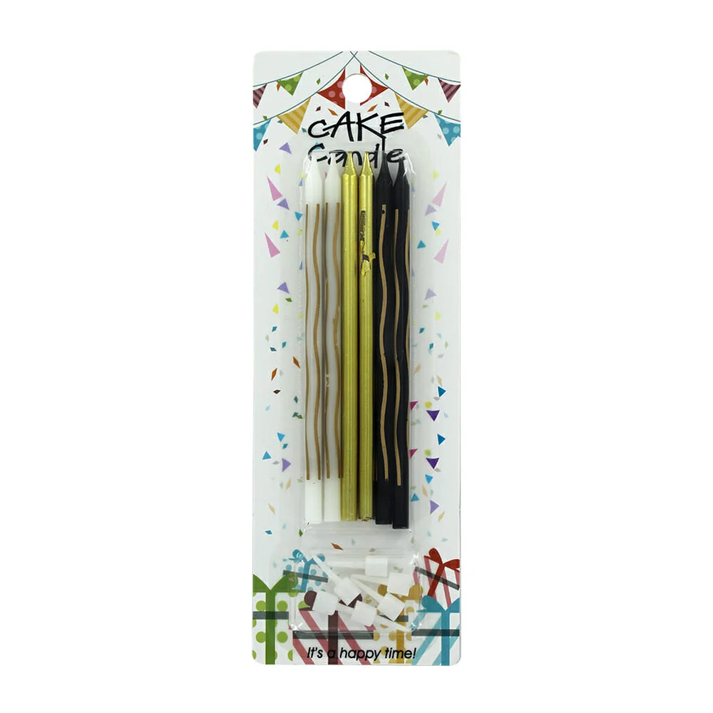 Blíster con 6 velas largas para pastel,...