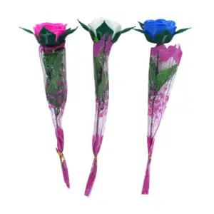 1pza Rosa artificial en ramo con hojas y luz led, variedad de colores…