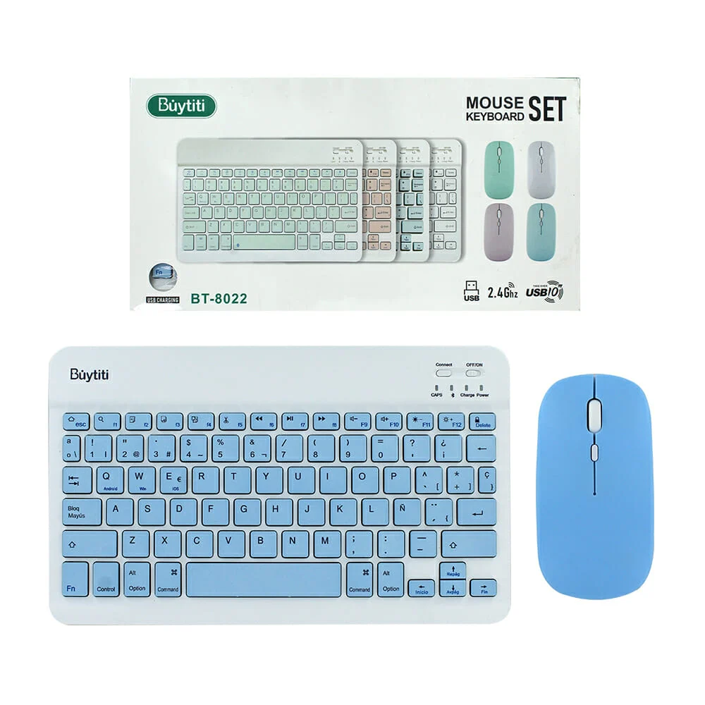 Combo mouse y teclado inalámbricos buytiti, variedad de colores / bt-8022