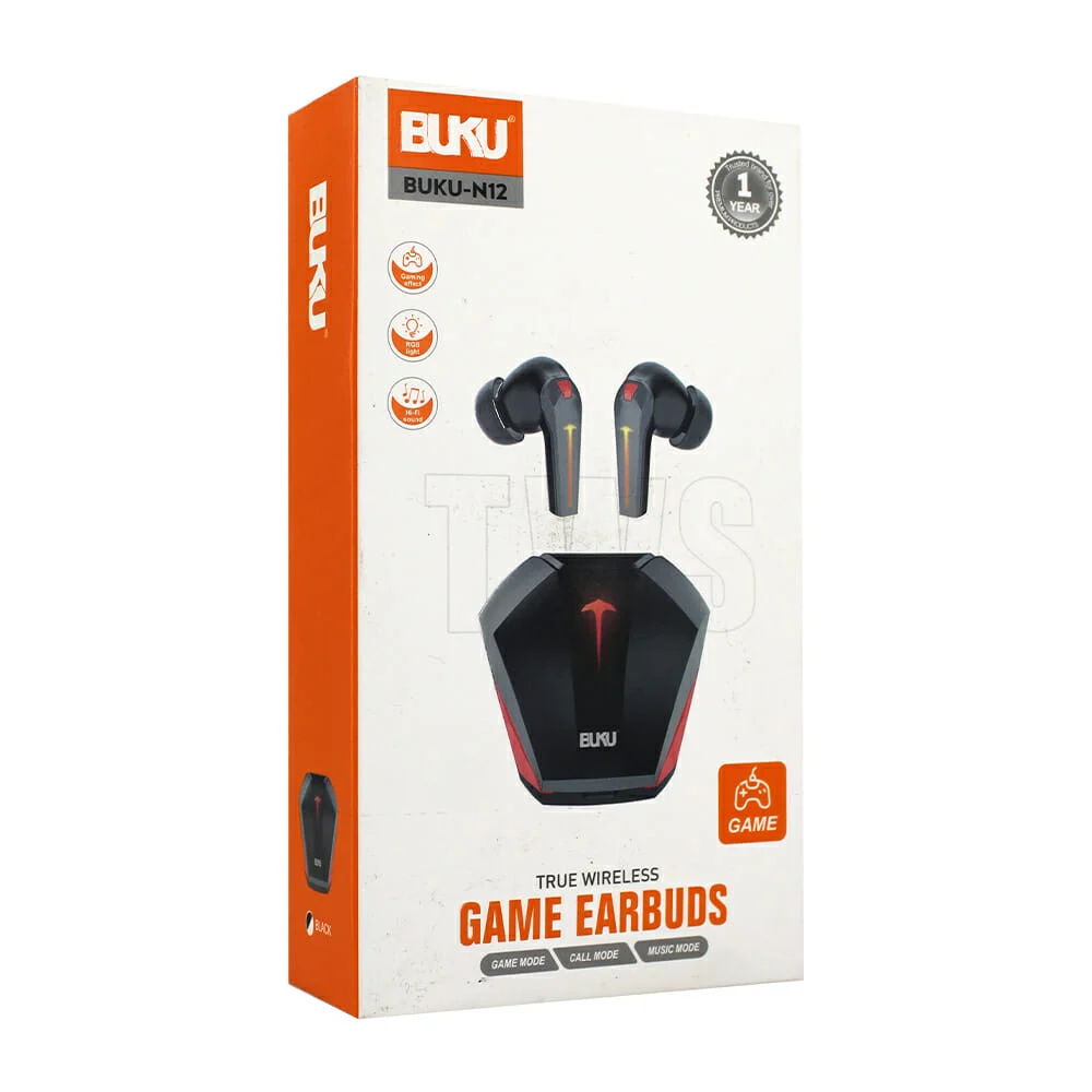 Audífonos inalámbricos gamer buku con iluminación led, estuche de carga y almohadillas de silicona / buku-n12