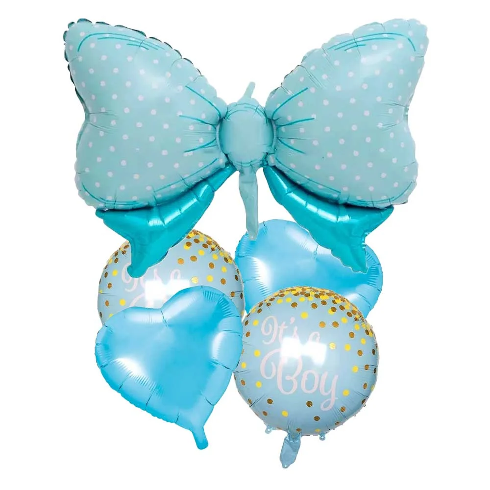Set de globos para revelación de género, con diseños en forma de corazón, moño y estampado con frase, variedad de diseños / c-169