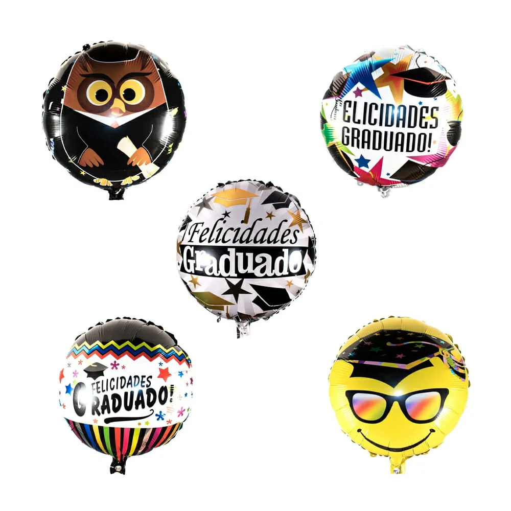 1pza Globo metálico con temática de graduación 18 pulgadas, variedad de diseños / jb90