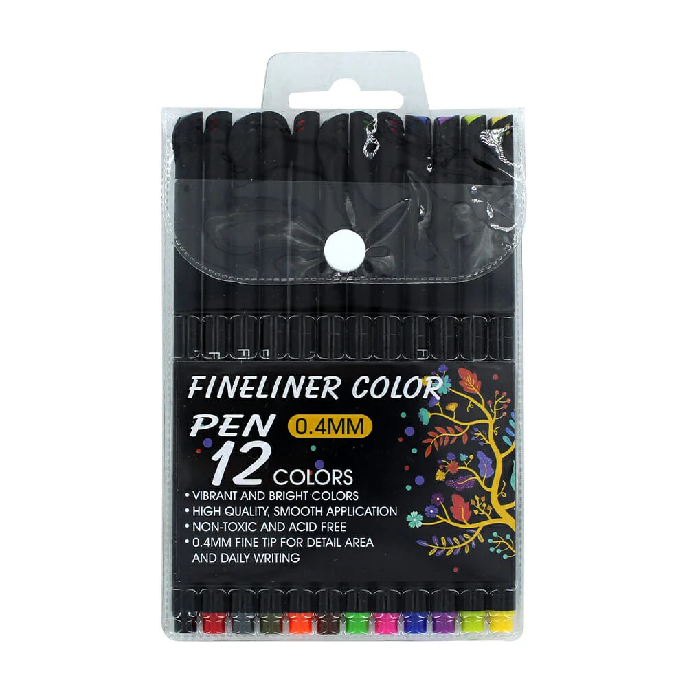 Paquete de 12 plumas con punta fina 04.mm, variedad de colores / c-7660-5
