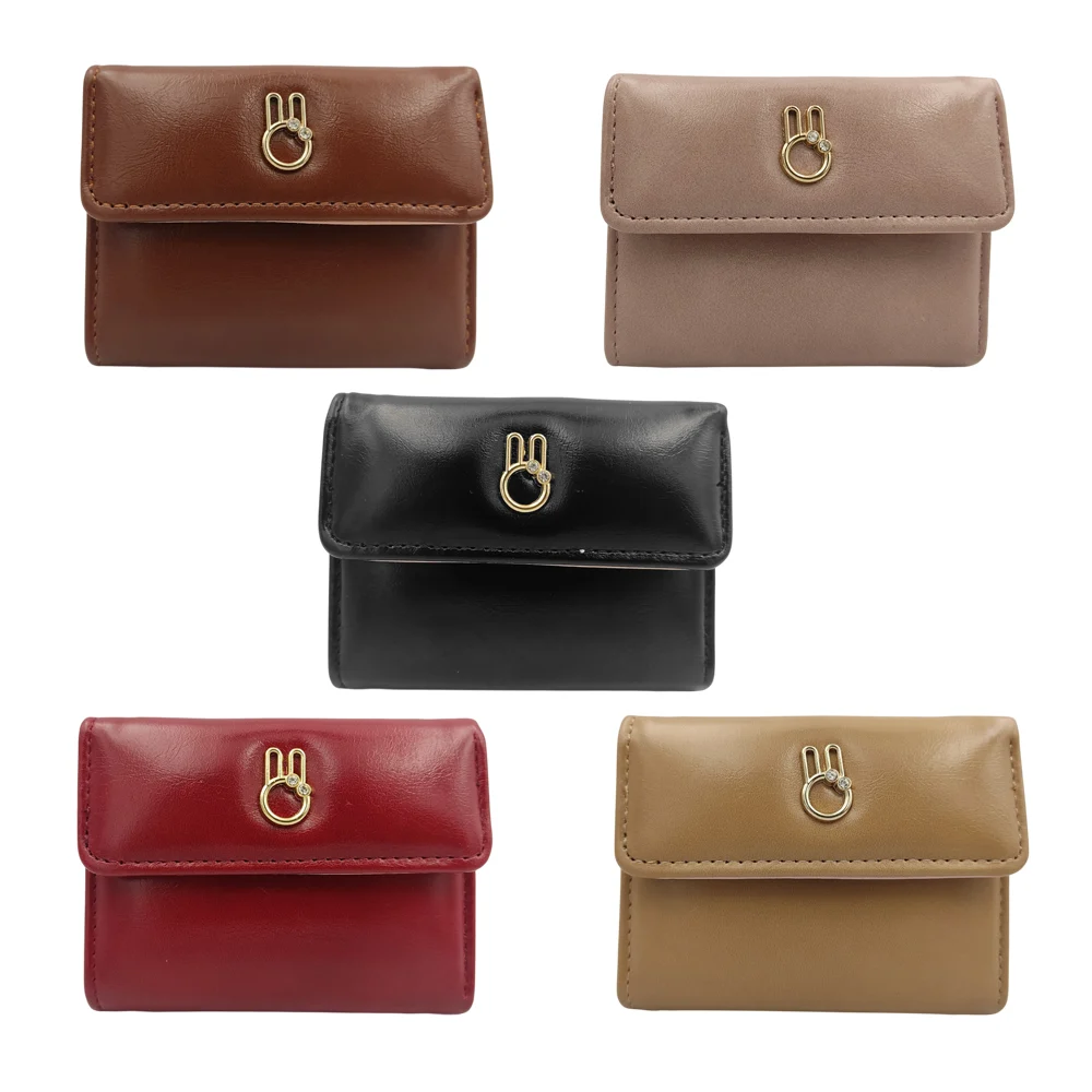 Cartera con broche de botón y diseño de conejo, variedad de colores / c3118