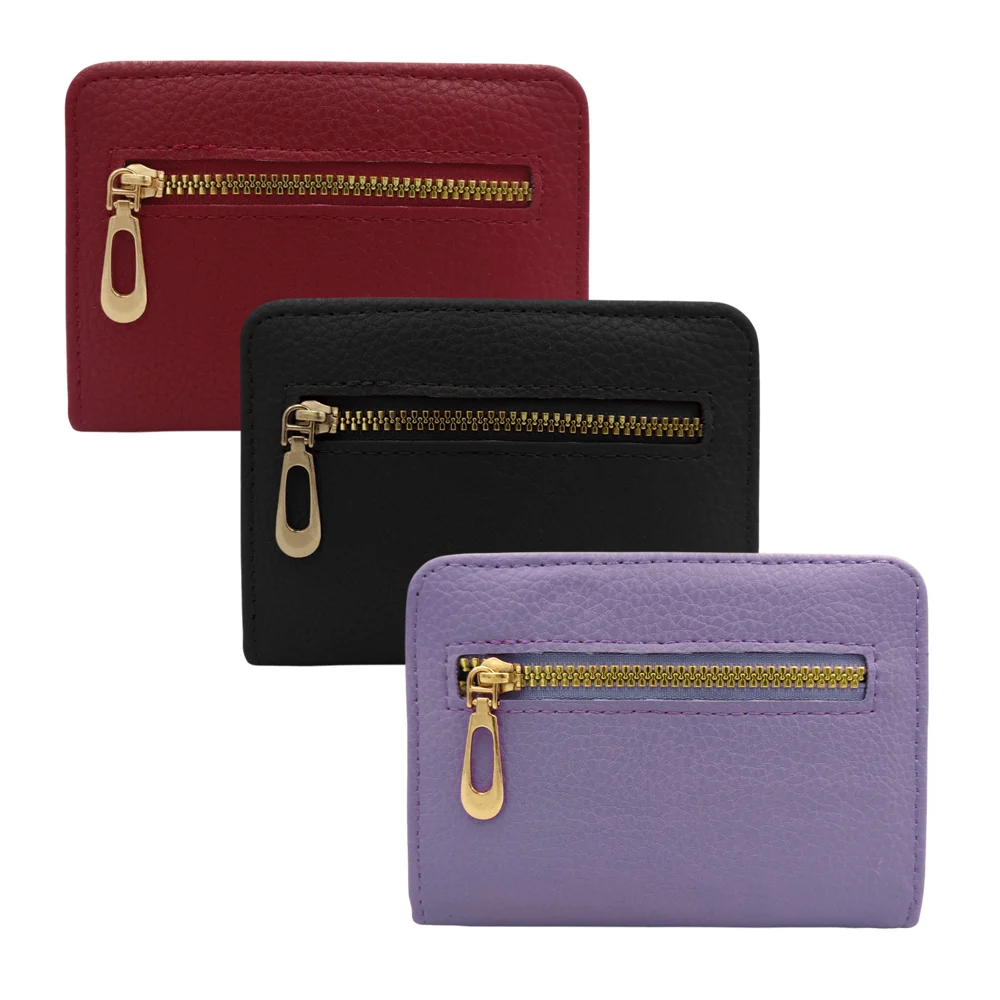 Cartera de color liso con broche de botón y cierre dorado para dama / c3353