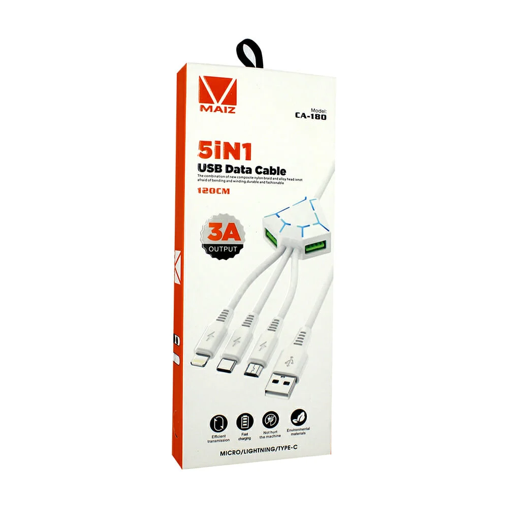 Cable tipo pulpo con entrada v8, tipo c, ligthning y 2 puertos usb de carga, variedad de colores / ca-180