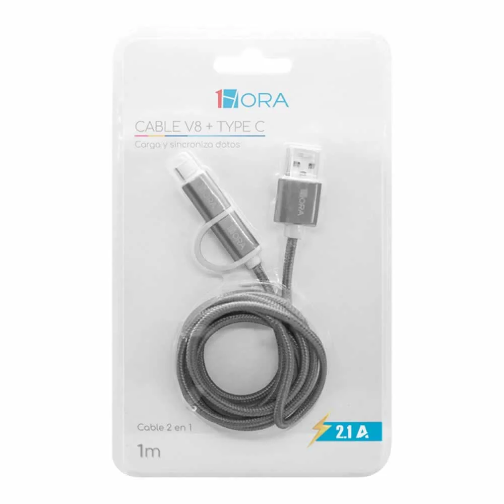 Cable 1hora con entrada tipo c y v8 de t...