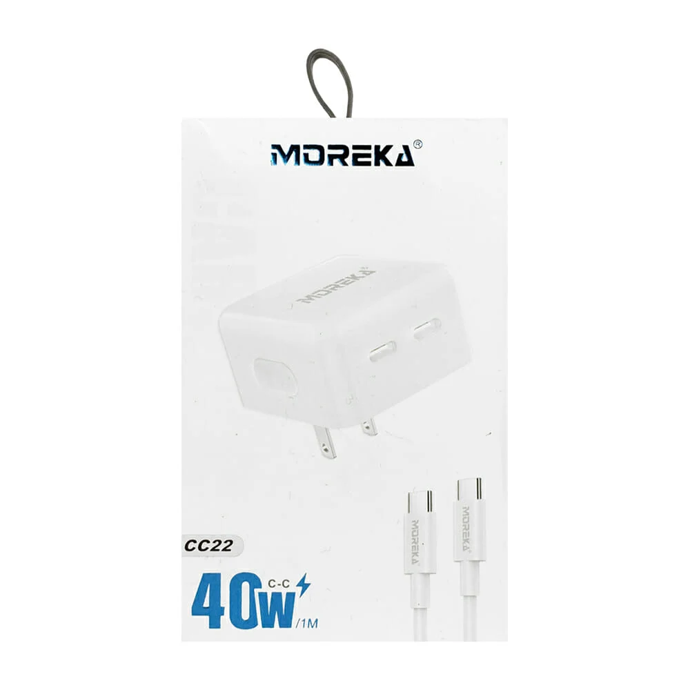 Combo cargador tipo c con 2 entradas tipo-c 40w / cc22.2c-c