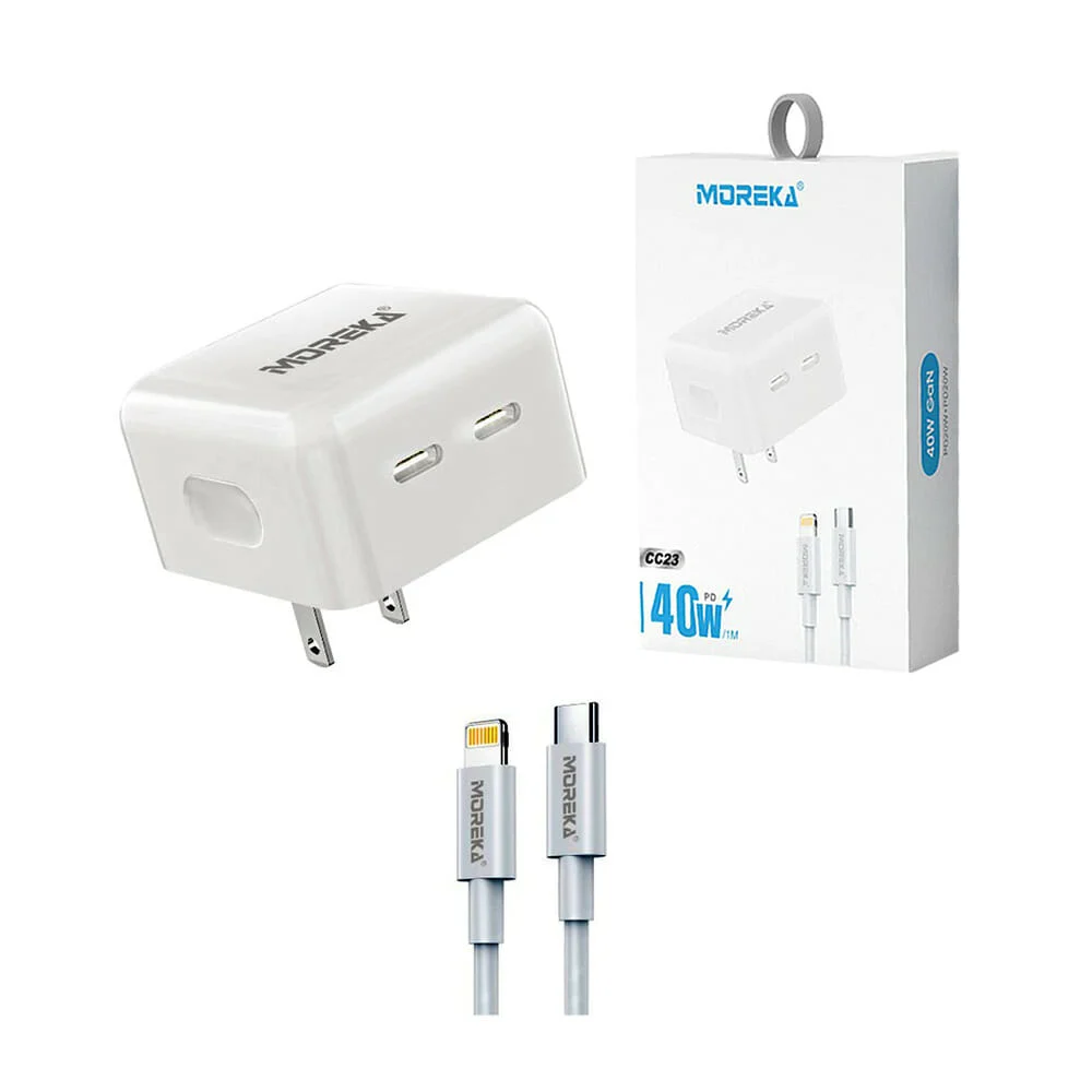 Combo cargador moreka con cubo doble pue...
