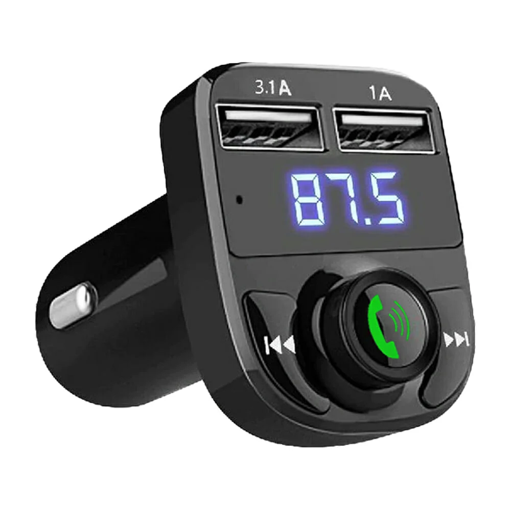 Receptor mp3 bluetooth con pantalla digital y 2 puertos usb para carga / x8