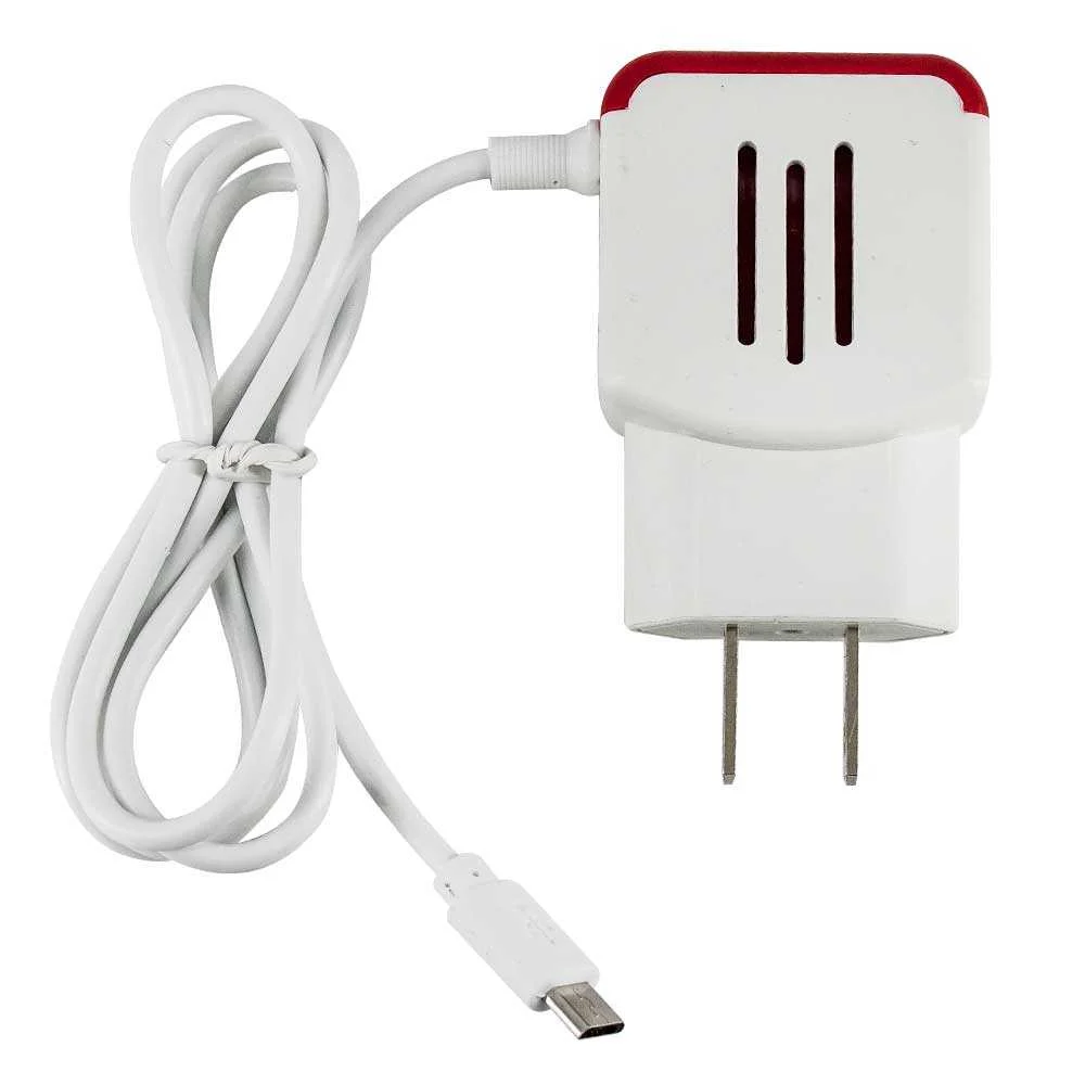 Cargador king board con entrada v8, luz led y 2 puertos usb para carga 3.1a, variedad de colores / cdq-259