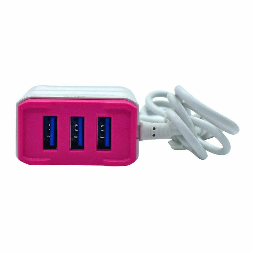 Cargador de una pieza con 3 entradas usb adicionales, variedad de colores / cdq-3651