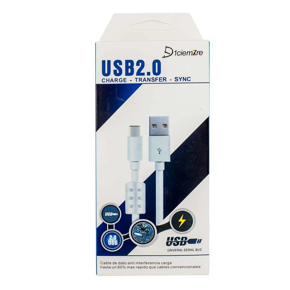 Cable d1ciemzre con entrada tipo c para carga y transferencia de datos / chz-9c