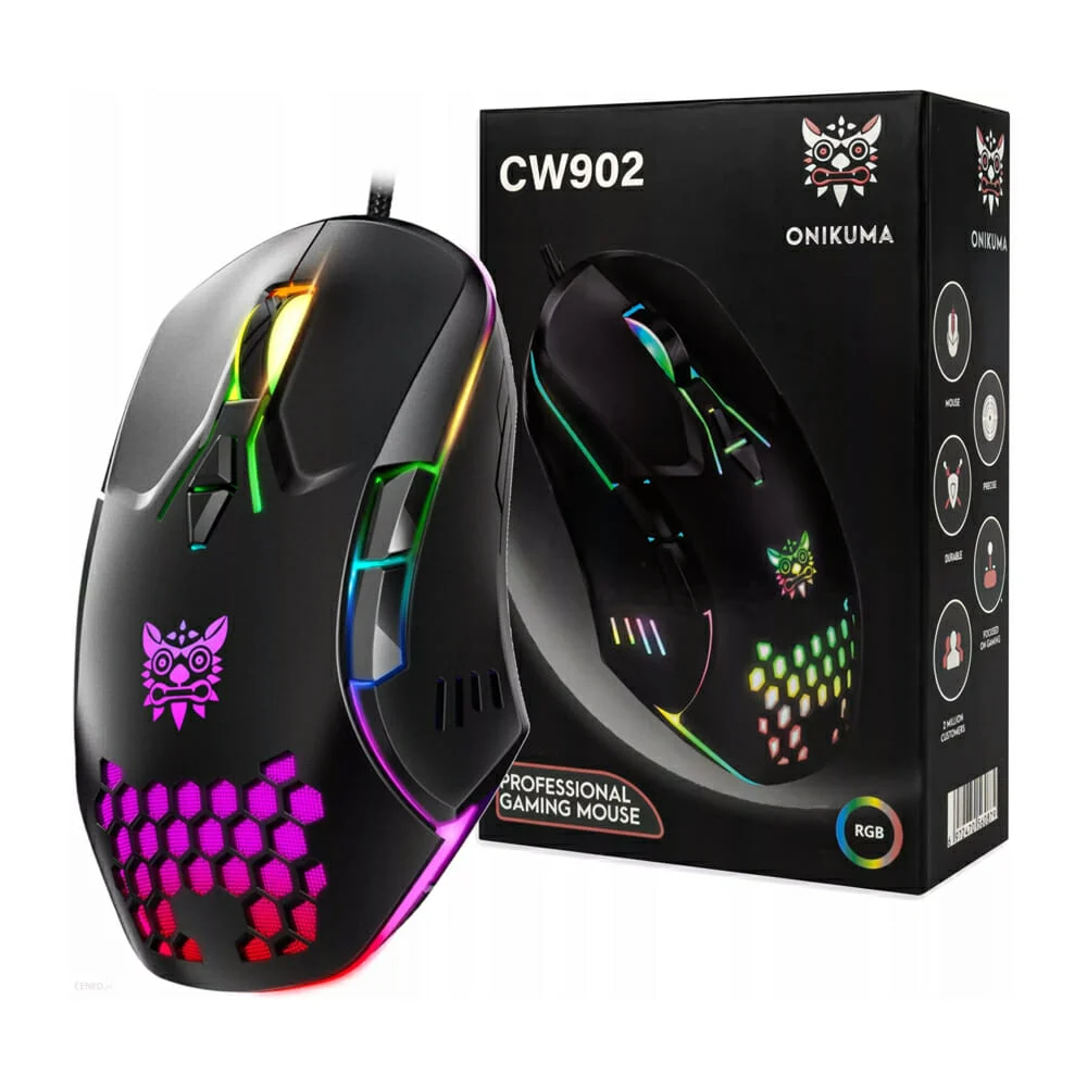 Mouse gamer profesional onikuma con luz rgb, 5v, 125x76x41mm / cw902