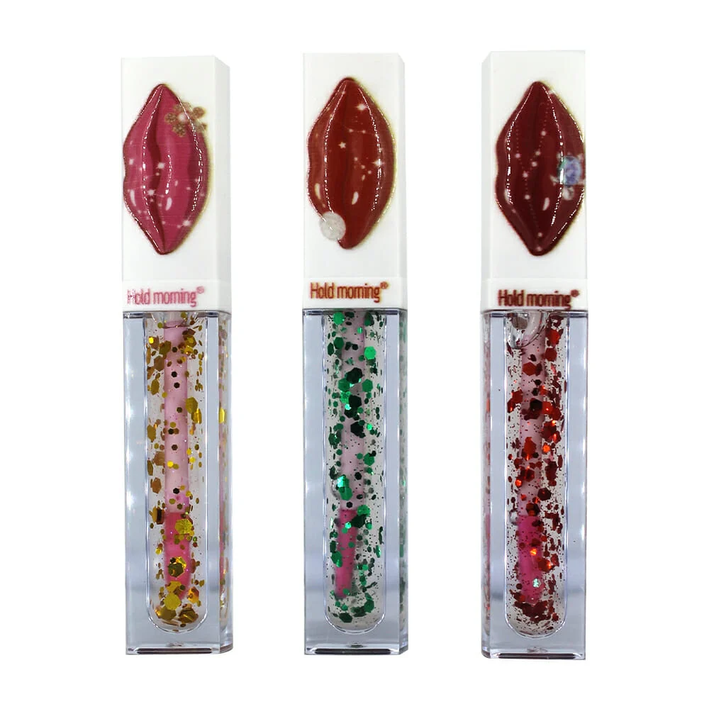 1pza Brillo labial mágico con lentejuelas, variedad de colores / hold moming cx-p103 