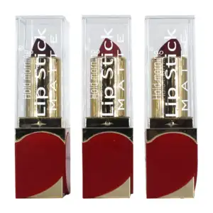 Labial retráctil en tono mate, estuche con 2 corazones rojos y dorado…