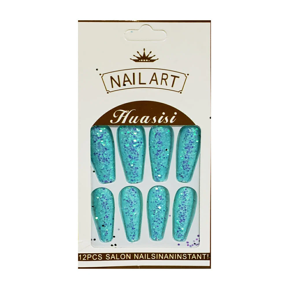 Set de 12 uñas postizas con diamantina, variedad de colores / nail art / huasisi cx-t47 / 1111