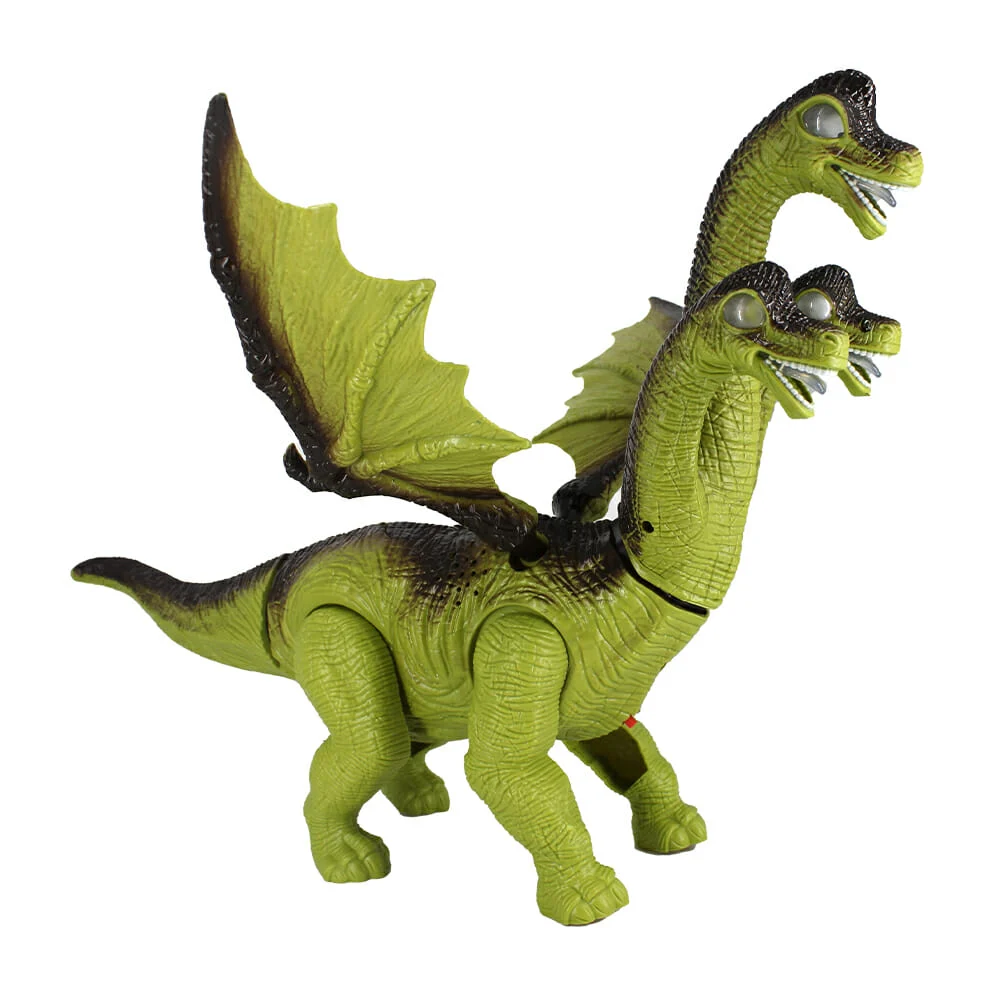 Dinosaurio móvil de 3 cabezas con alas, luz y sonido / 891a