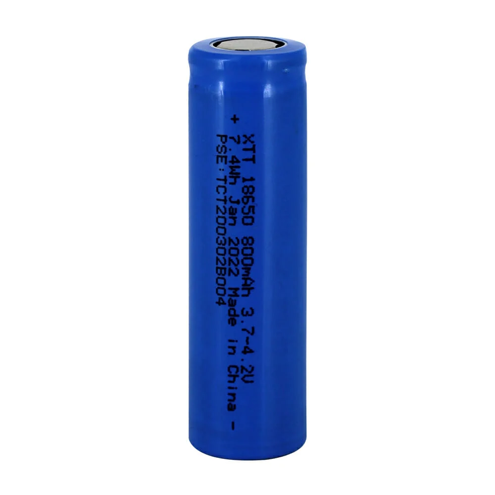 1pza Pila batería recargable 18650 de polos planos con capacidad de 800mah 3.7a / xtt18650