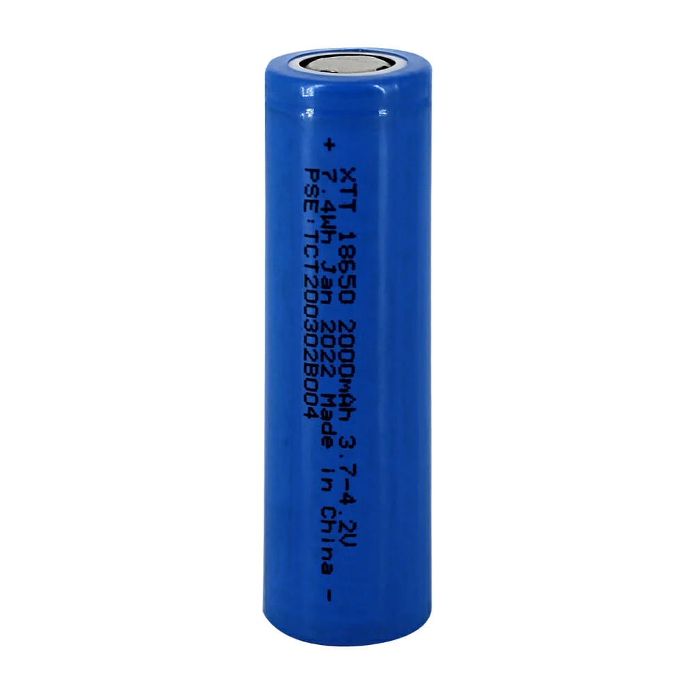 1pza Pila batería recargable 18650 de polos planos con capacidad de 2000mah 3.7a / xtt18650