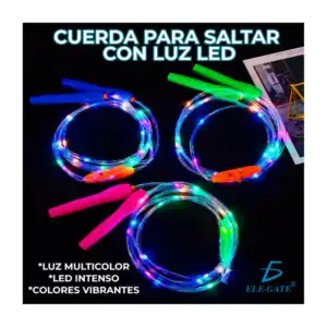 Blíster con cuerda de color para saltar, con luz led a baterías + bat…