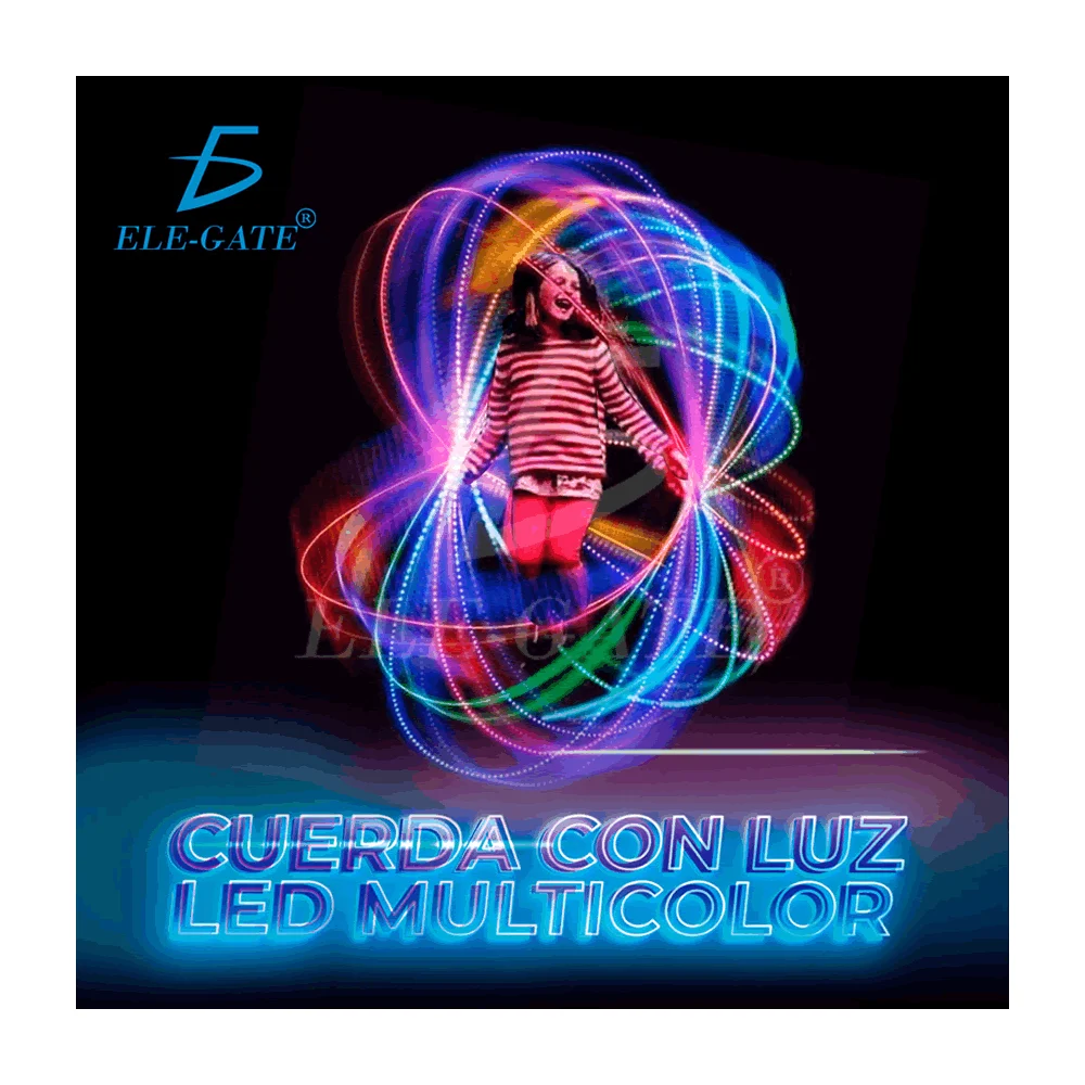 Blíster con cuerda de color para saltar, con luz led a baterías + baterías