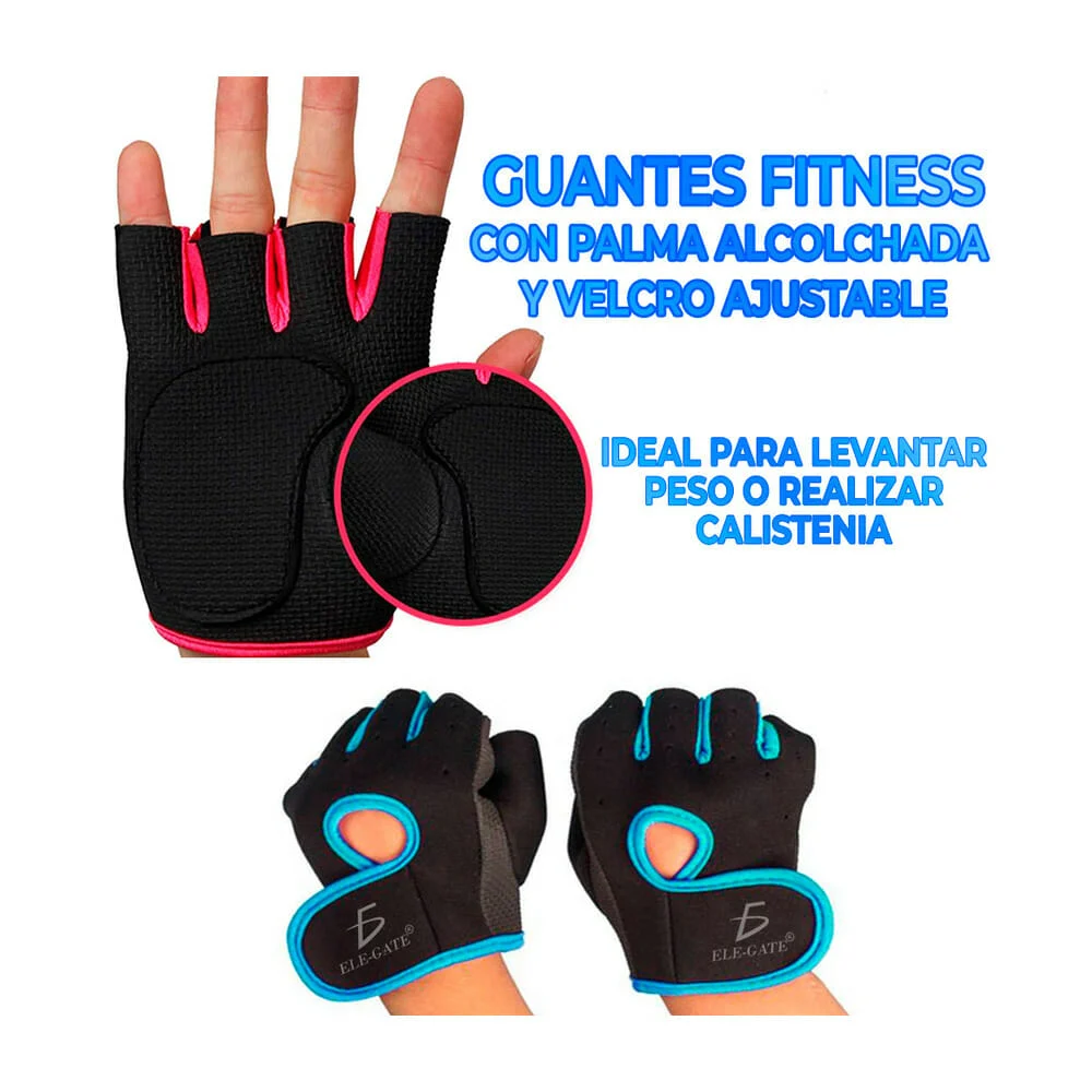 Par de guantes fitness acolchonados con velcros ajustables, variedad de colores / dep.32