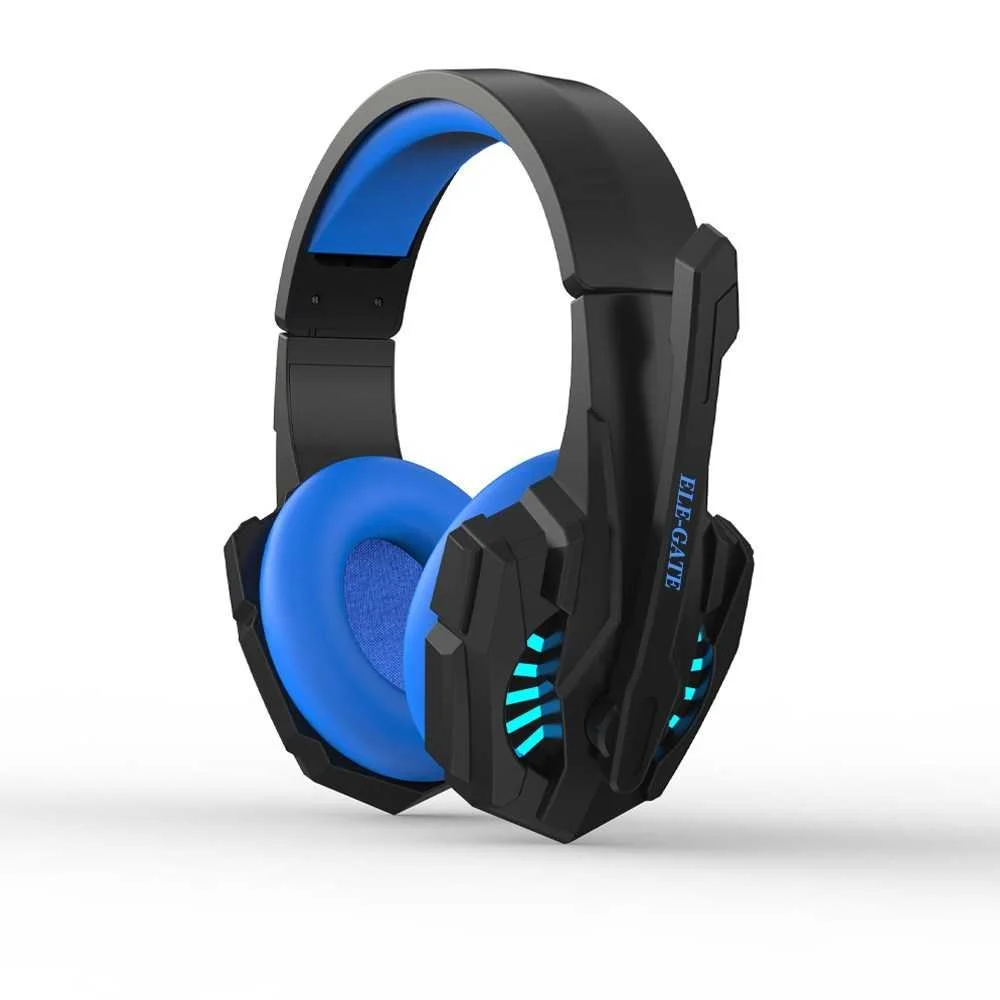 1pza Audífonos alámbricos de diadema acolchada, bicolor, con diseño gamer, luces led, micrófono y cable mallado, variedad de usos / dm.x24