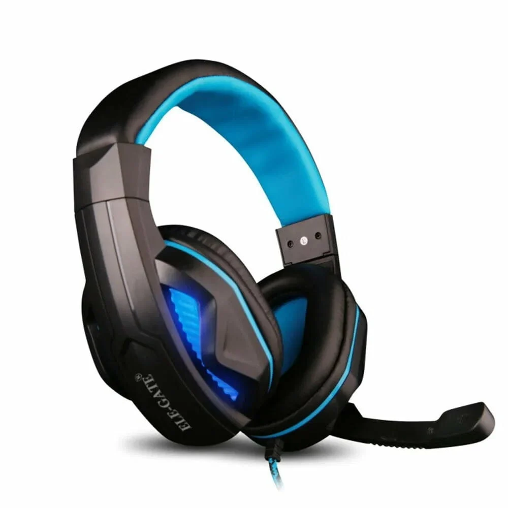 1pza Audífonos alámbricos de diadema gamer, acolchada, con iluminación led, micrófono, entrada auxiliar, usb y controlador de volumen, variedad de usos / dm.x5