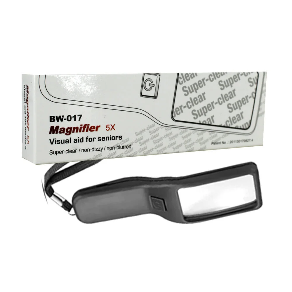 Lupa de bolsillo x5 con luz led y luz negra uv / bw-017