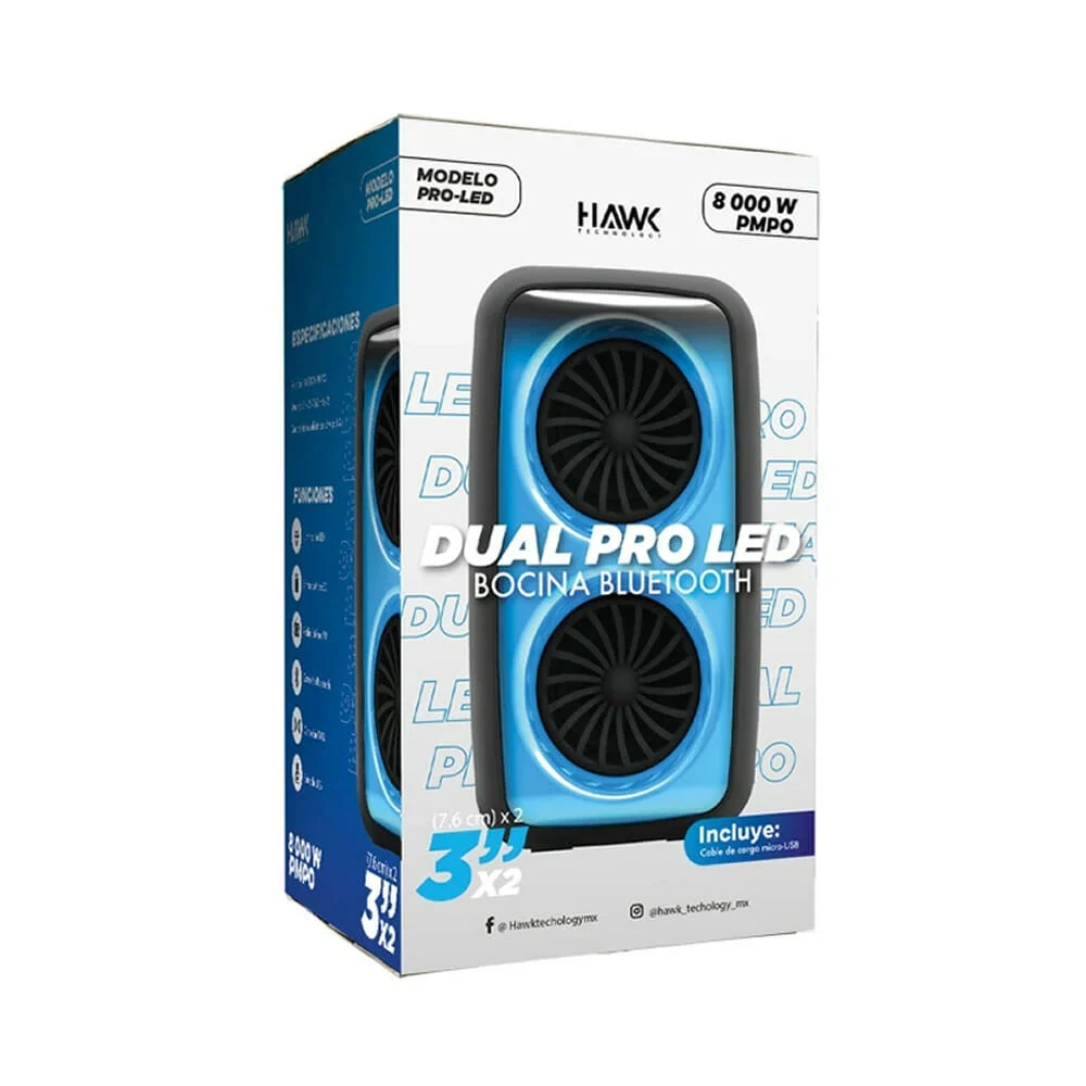 Bocina bluetooth doble 3x2 con luz multi...