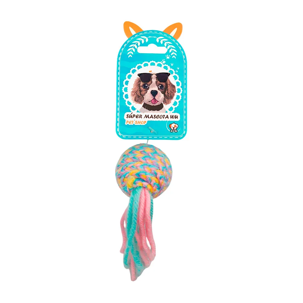 Juguete pequeño redondo con estambre trenzado y sueltos, colores pastel / 353147