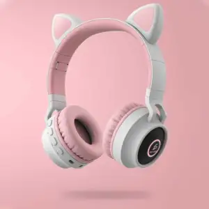 Audífonos de diadema inalámbricos con decoración de orejas de gatito,…