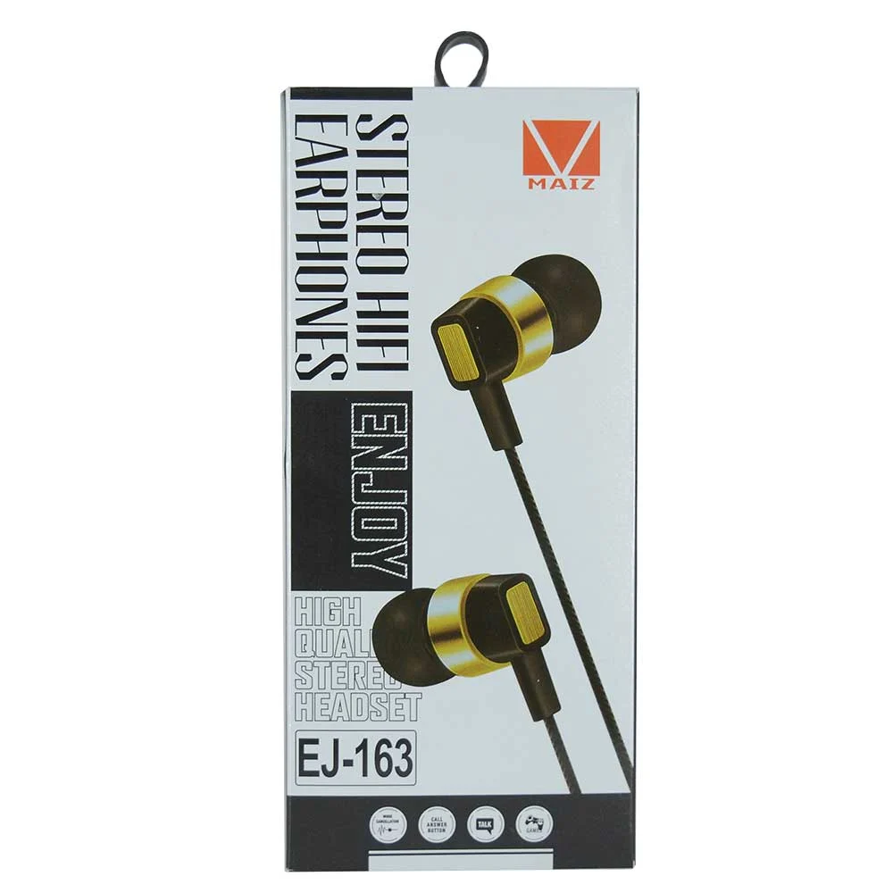 Audífonos alámbricos con almohadillas de silicona, relieves metálicos y entrada auxiliar, variedad de colores / ej-163