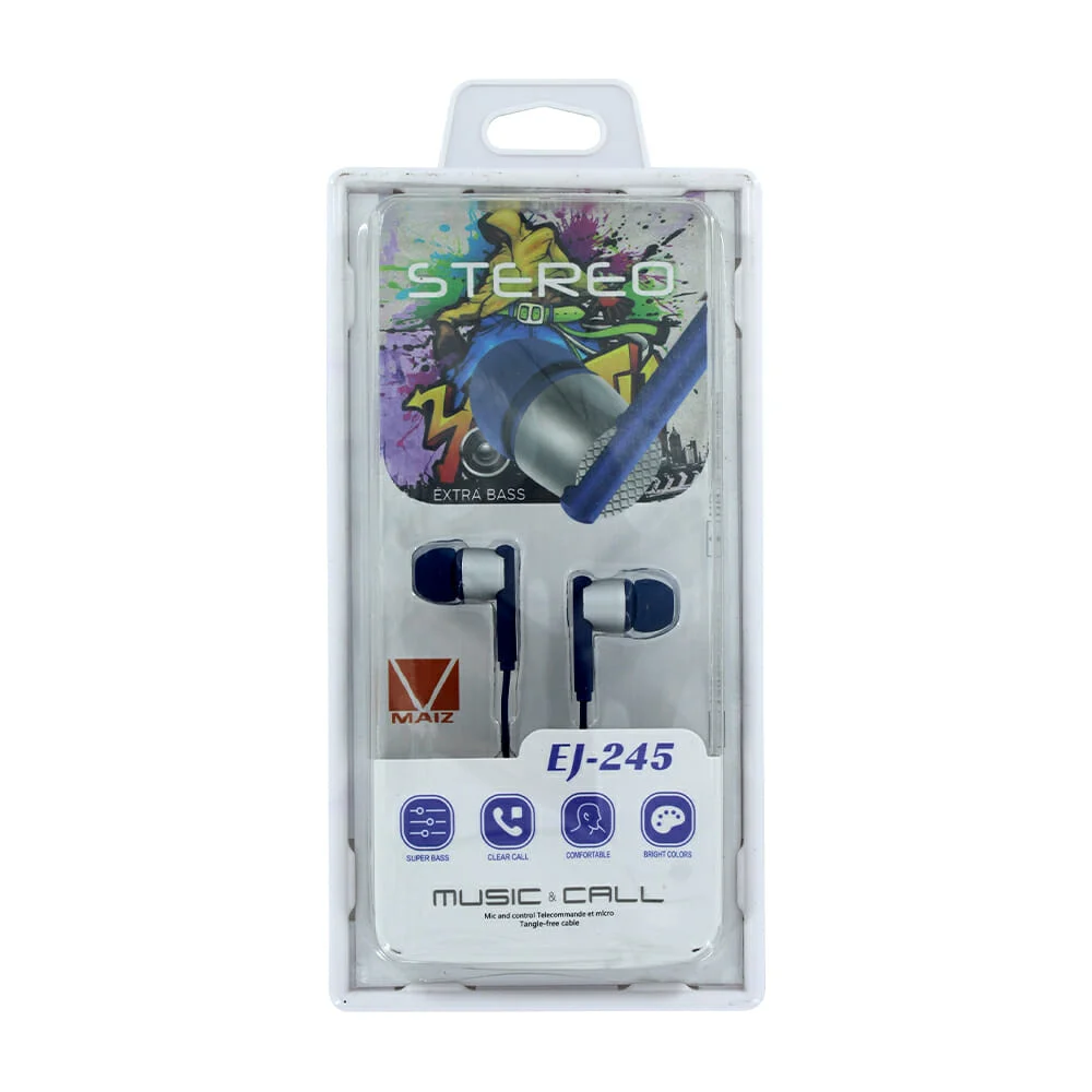 Audífonos alámbricos bicolor, con almohadillas de silicona, micrófono y entrada jack de 3.5mm, variedad de colores / stereo ej-245