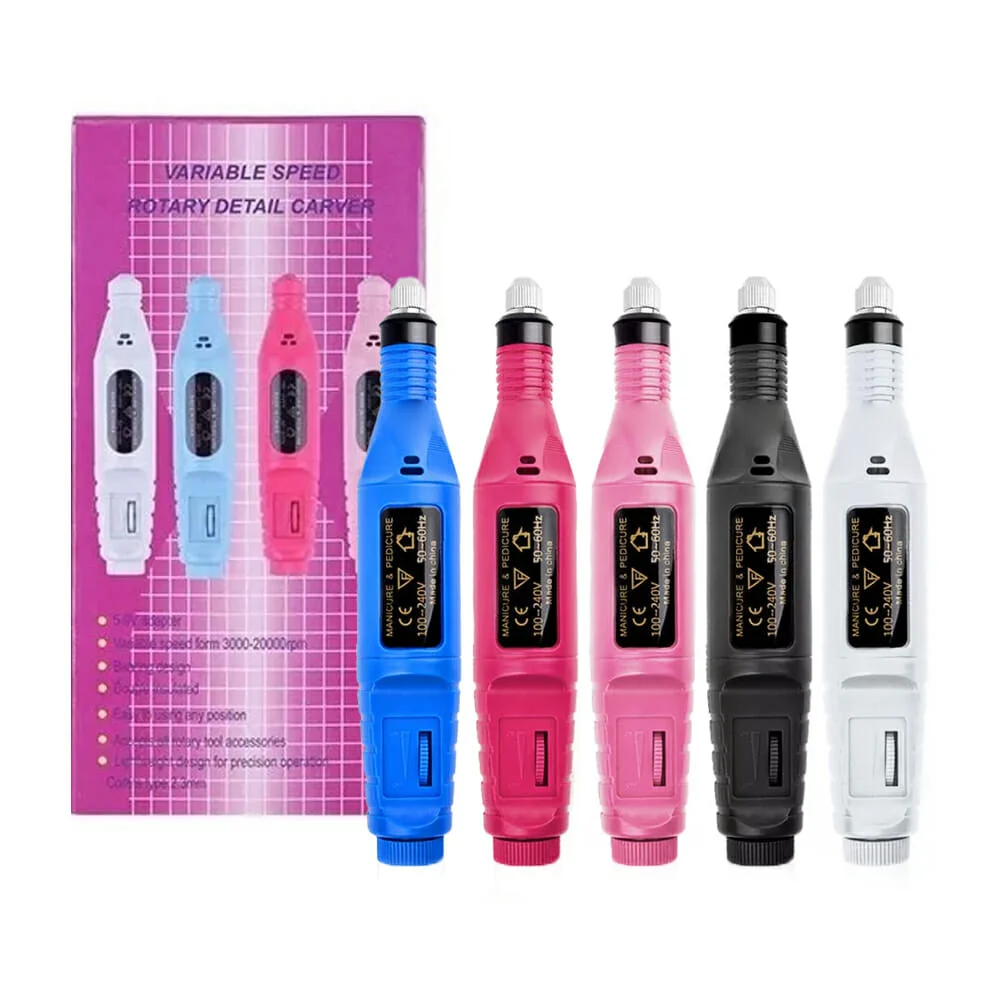 Pulidor esmeril eléctrico usb con puntas intercambiables para manicure o pedicure en uñas, variedad de colores / variable speed rotary detail carver / 10620 / hl-dmj9201