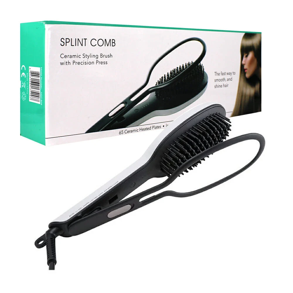 Cepillo alaciador de cabello con pinza p...