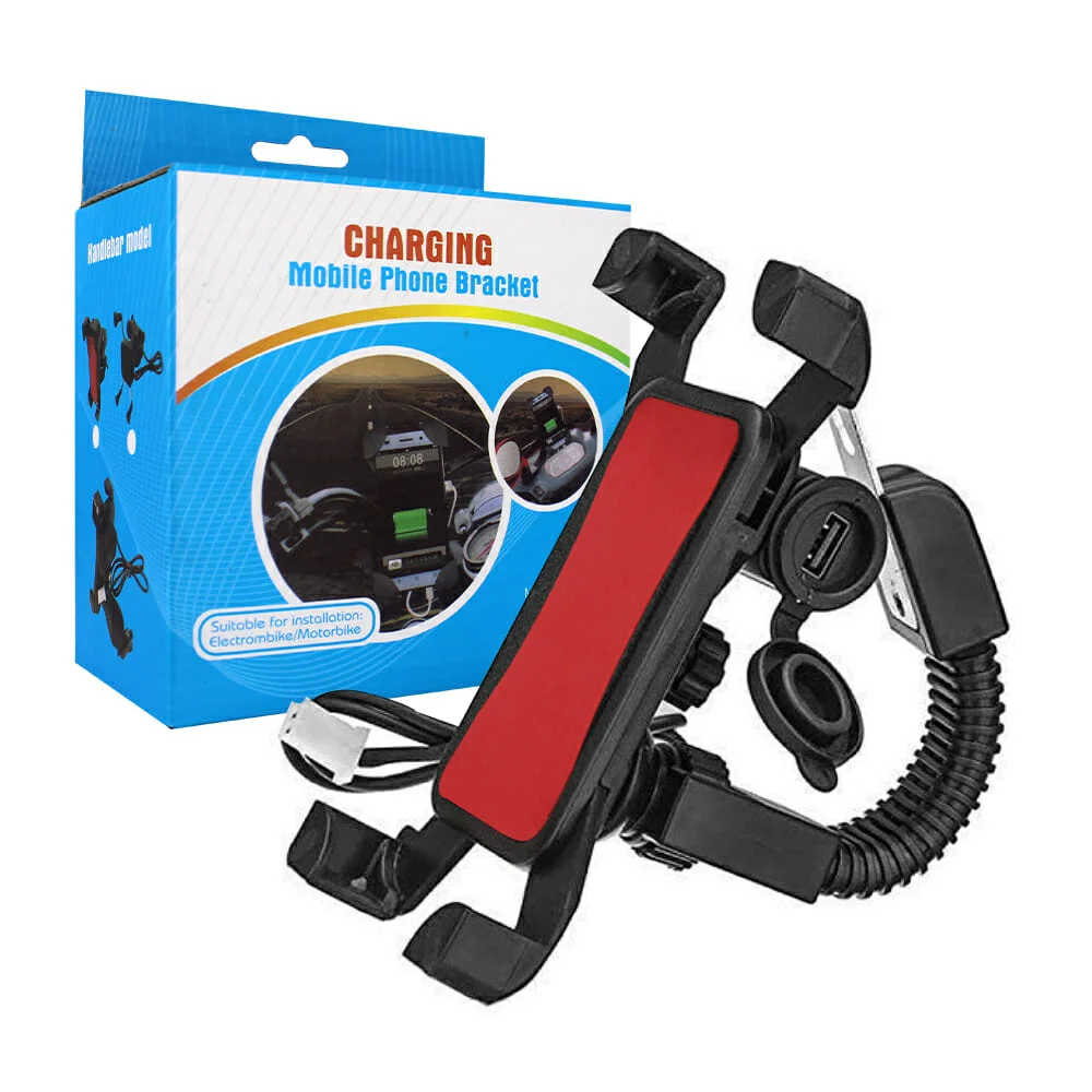 Soporte de plástico para celular con brazo flexible para motocicleta y entrada usb / ep25800