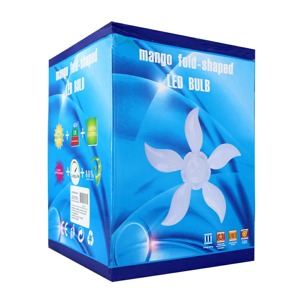 Foco led plegable tipo flor de 5 pétalos con luz blanca y consumo de 80w / foc38