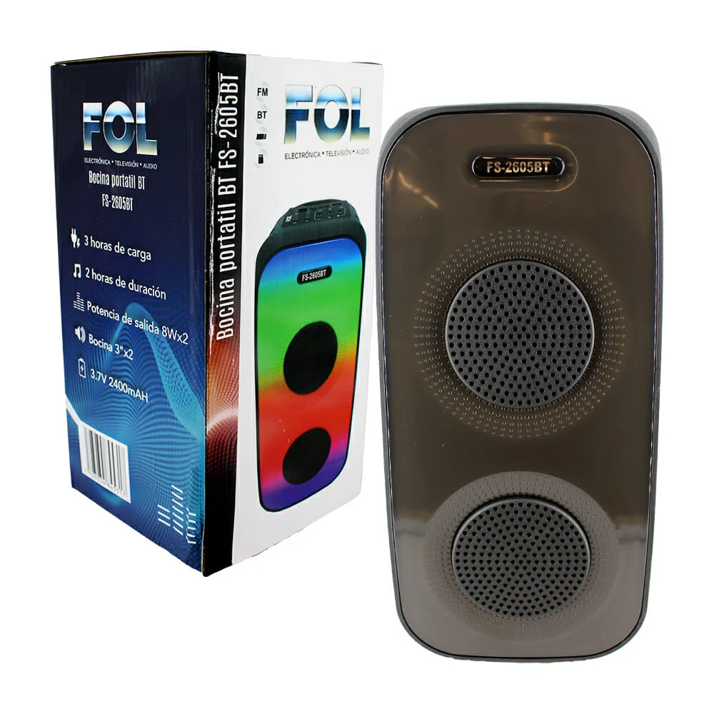 Bocina bluetooth fol con radio fm/ usb/ memoria sd 3"x2 fs-2605bt / fs-2606bt