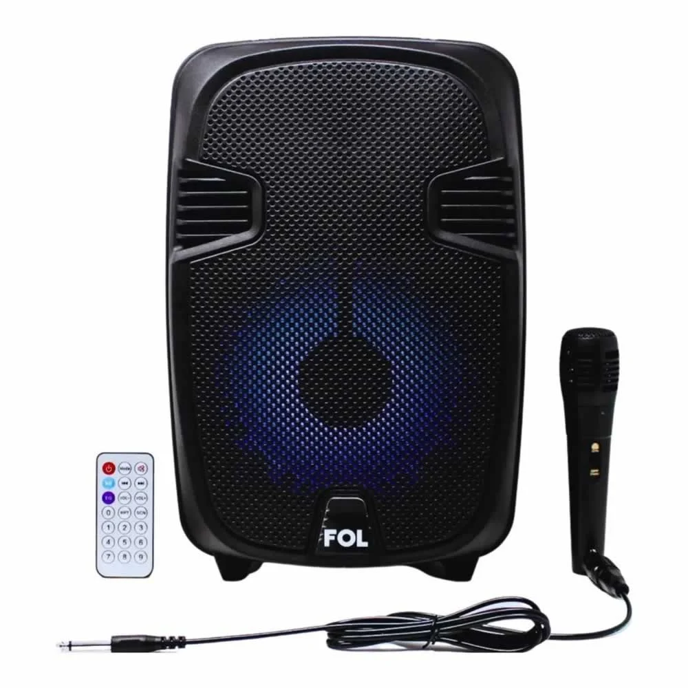 Bocina inalámbrica fol pequeña, con micrófono, control remoto, puertos de carga y/o conexión e iluminación rgb, variedad de funciones / fs-l167