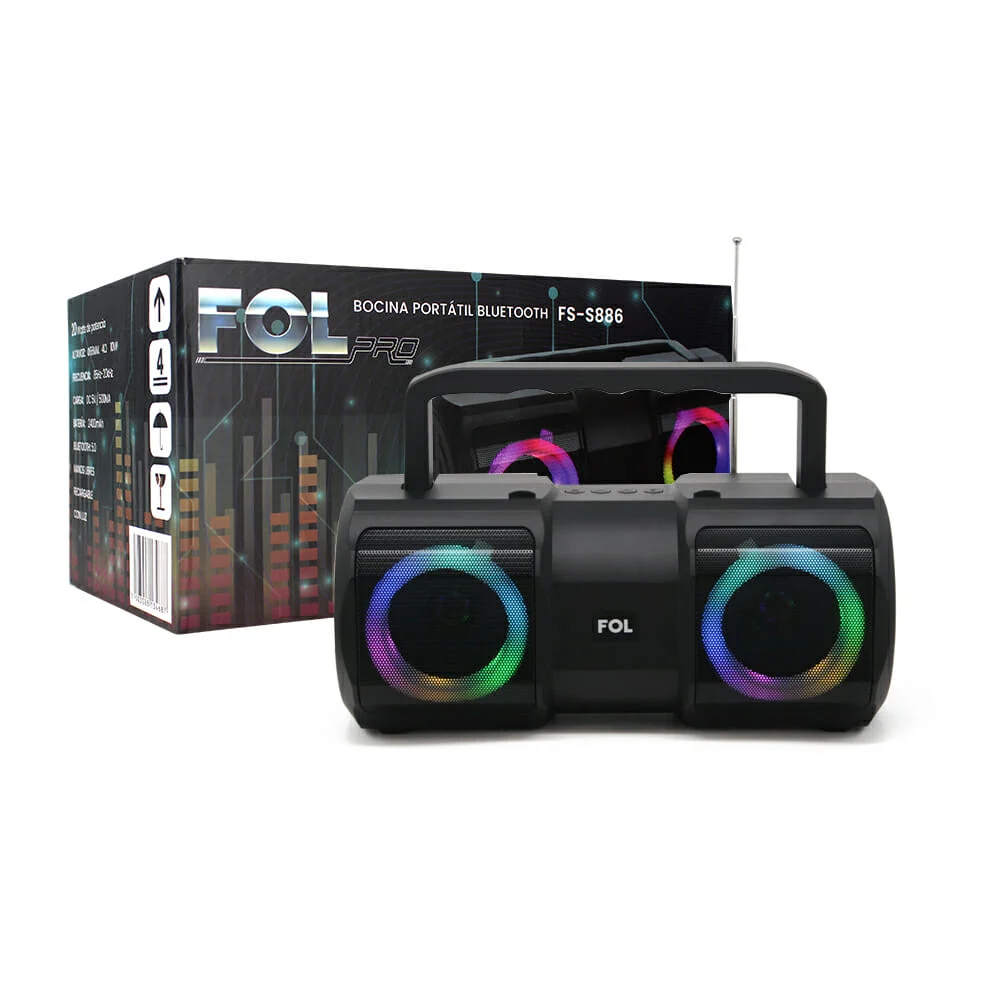 Bocina bluetooth fol pro con luz rgb, as...