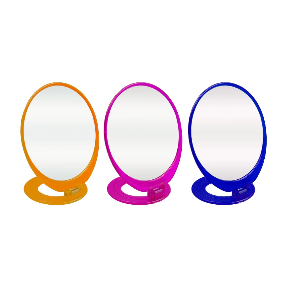 Espejo circular de color translucido con soporte, 22x12.8cm,varios colores/g1399