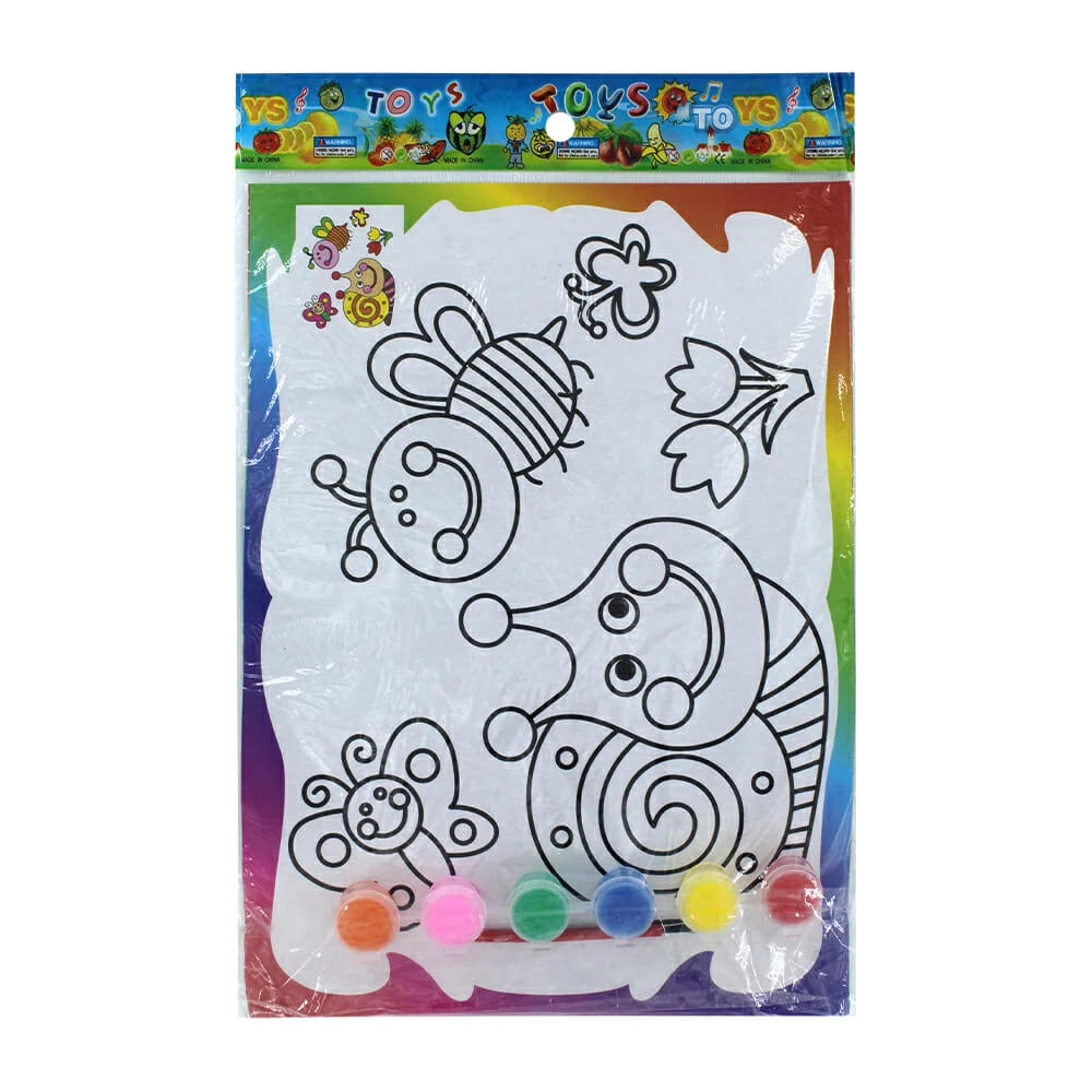 1pza Dibujo para colorear con acuarelas + 6 mini pinturas acrílicas y acuarela pequeña, variedad de diseños / ggk-3966 / R1104 / 7451 / gdl7451
