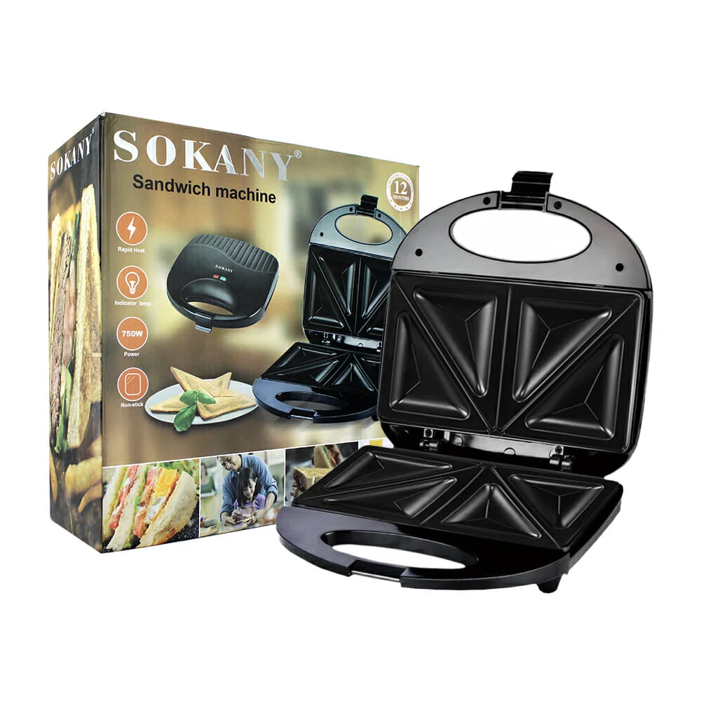 Sandwichera eléctrica sokany con luz indicadora y 2 compartimientos / sk-115