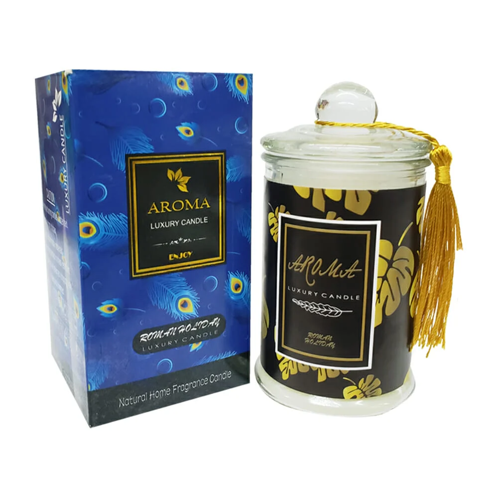 1pza Frasco de cristal con vela de cera aromática, variedad de aromas / luxury candle