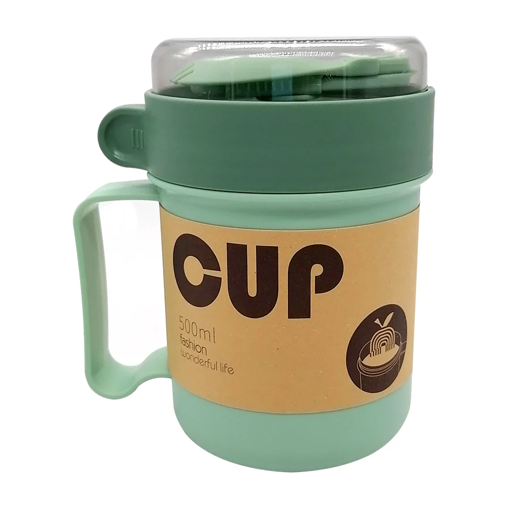 Taza de plástico con capacidad para 500ml y cubierto multifuncional, variedad de colores / 35i / 24-termo-011