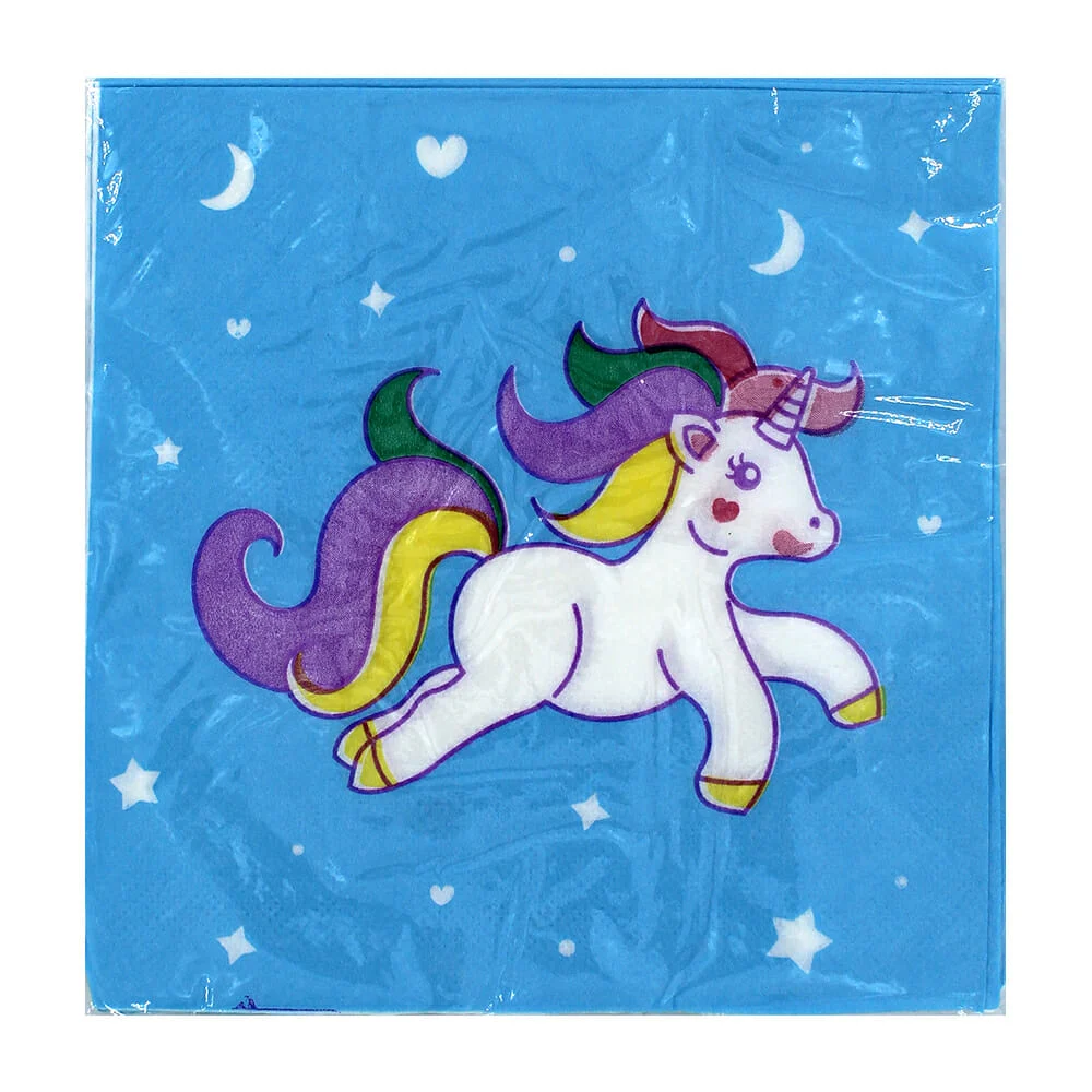 Paquete con 20 servilletas cuadradas de papel con diseño estampado 32x32cm, variedad de diseños / gh70-394f/servilleta unicornio/astronauta/helado/balon/nube