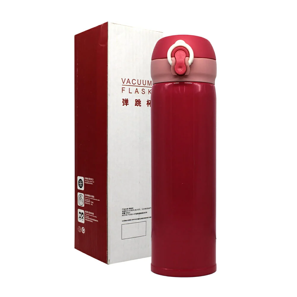 Termo liso de acero inoxidable 420-500ml, variedad de colores / vacuum flask / 7031